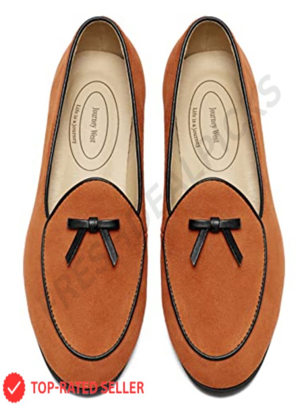 Journey West Suede Tassel Loafers Slip-On Belgian Penny Shoes for Women